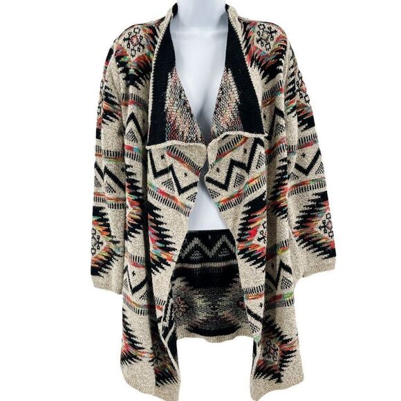 Dreamers Aztec Southwestern Long Sleeve Cardigan Sweater - Picture 1 of 8